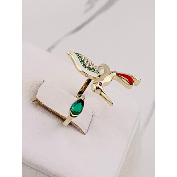 ❤️ 10k solid gold hummingbird ❤️ Size 7 or 8 - can be adjusted colibri - Picture 2 of 9